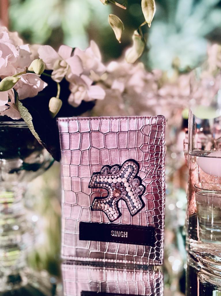 Designer Passport Cover - Silver Croco with Stud Plane from TPC Gifts