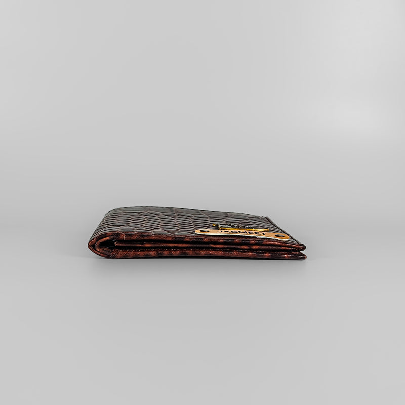 Personalized Dark Brown Gator Texture Leather Men&