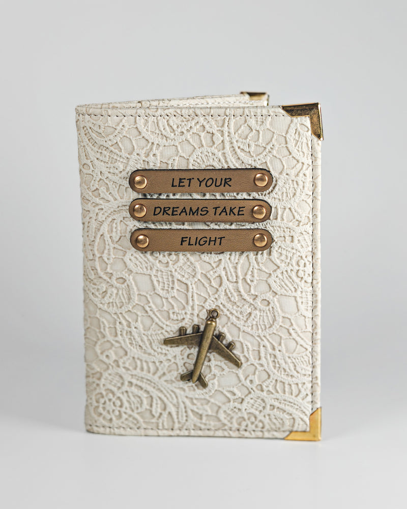 Personalized Passport Cover - Glided Grace White