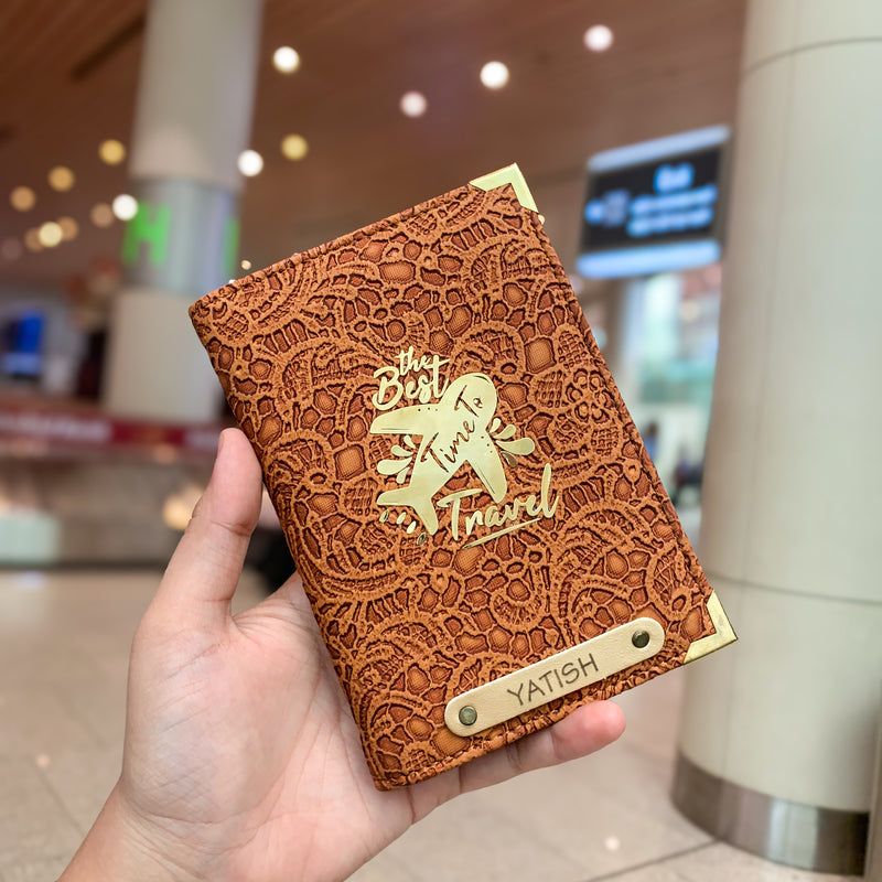 Personalized Passport Cover - Glided Grace White