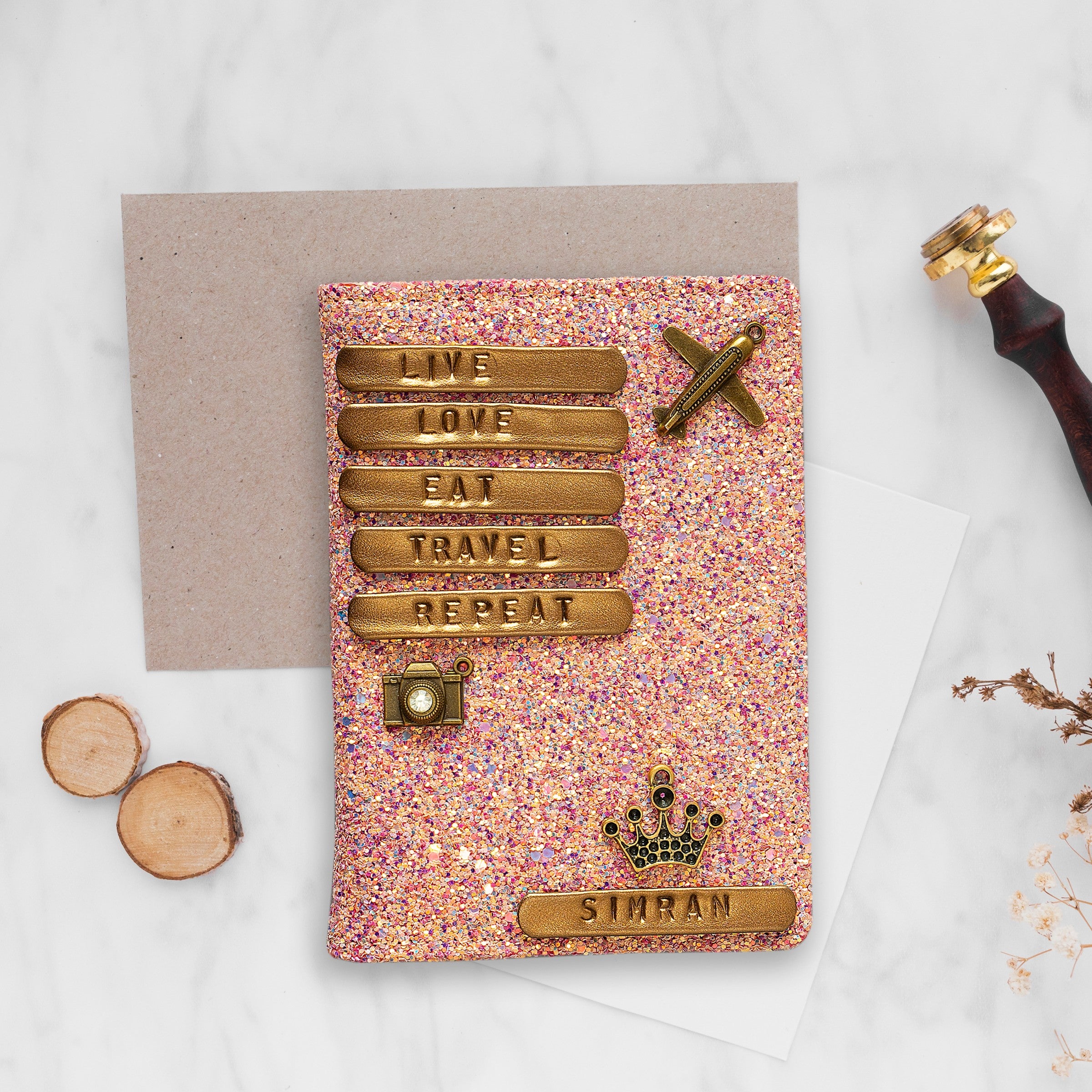 Personalised Dark Pink Glitter Passport Cover TPC Gifts