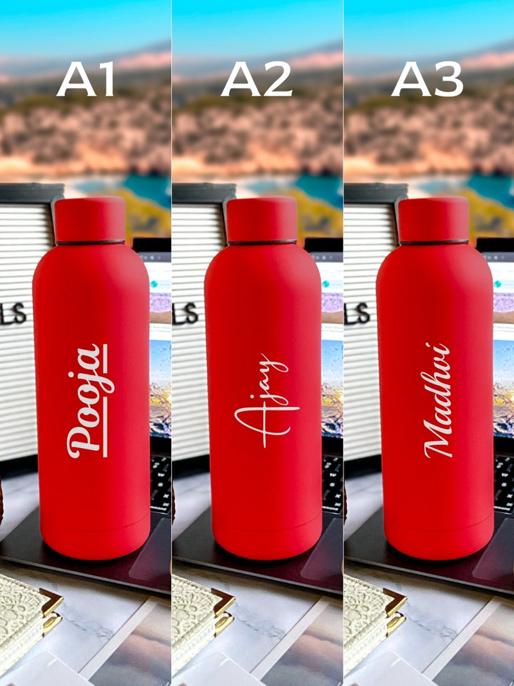 Personalized Cherry Red Stainless Steel Water Bottle – Custom Engraved