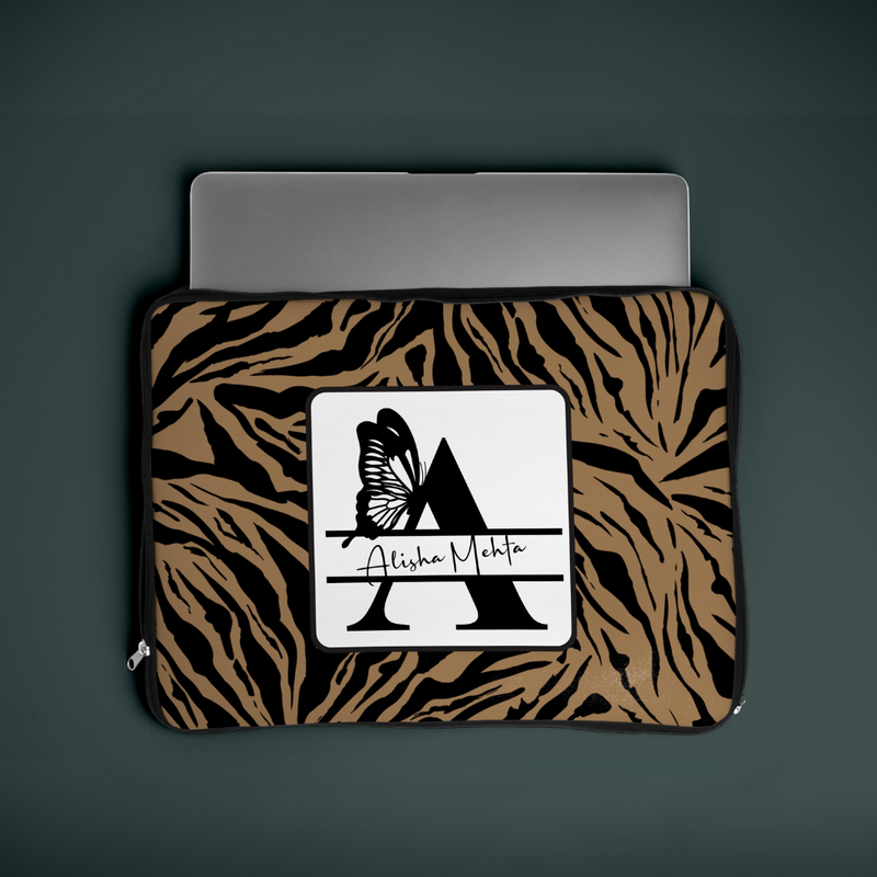 TPC Gifts Laptop Sleeve - Zebra Print with Initials
