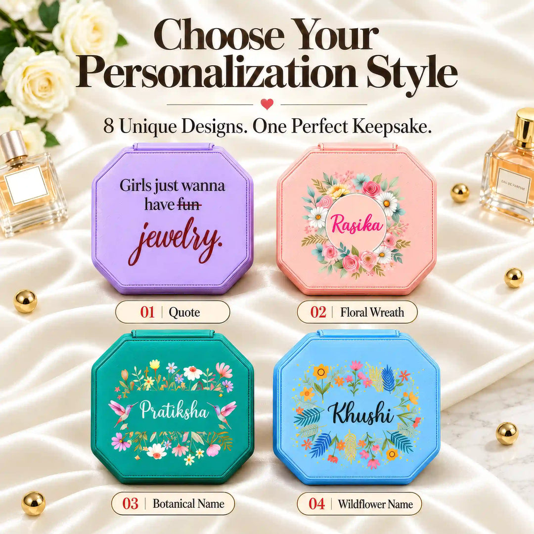 Jewellery box design guide: Quote, Floral Wreath, Botanical Name and Wildflower Name