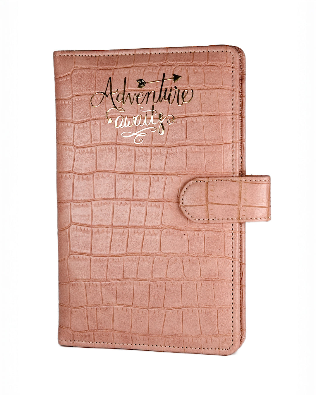 Coral Pink Croco Textured Travel Organizer
