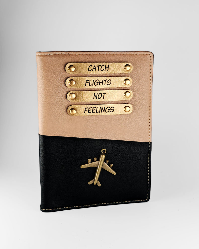 Dual Tone Black & Beige Passport Cover