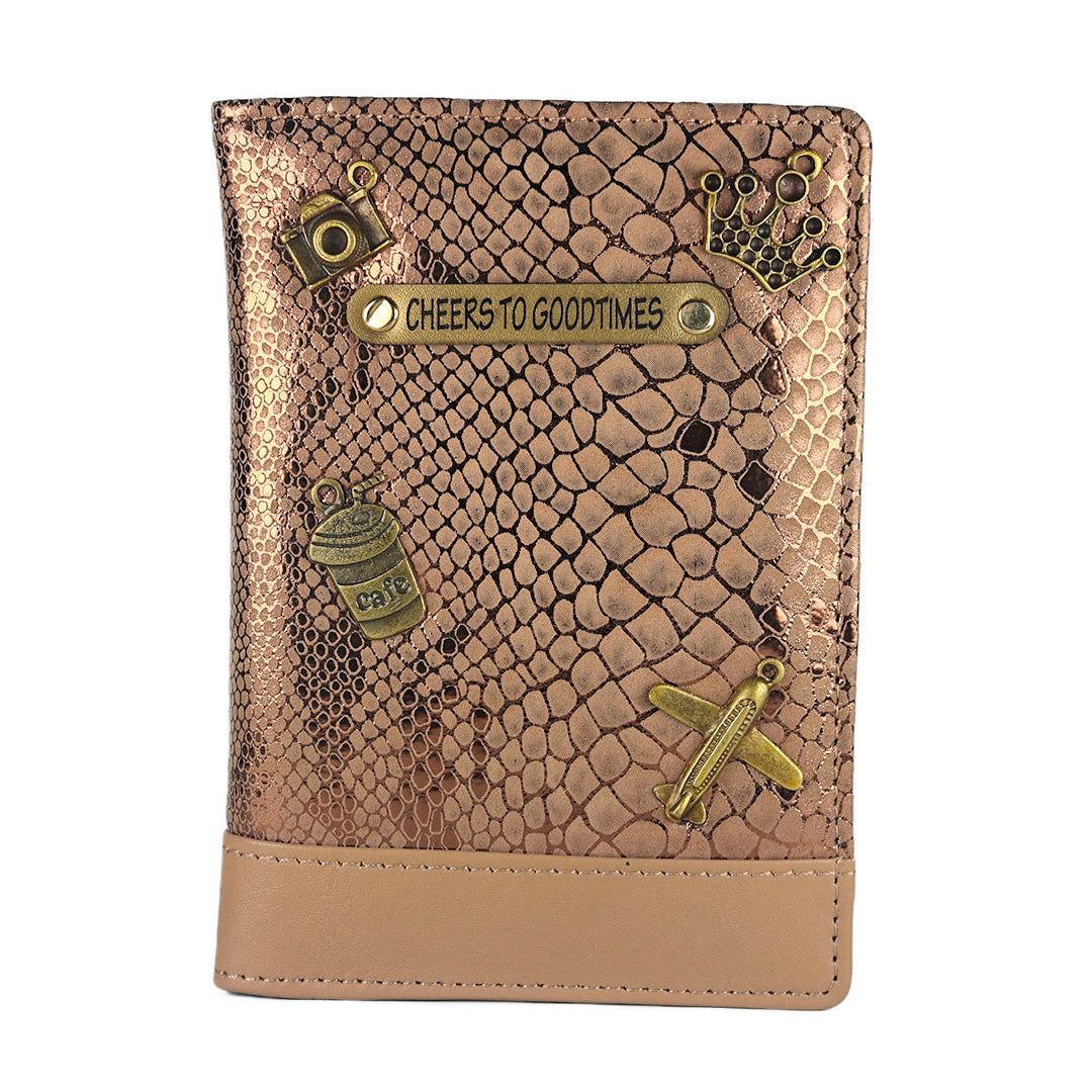 Bronze Copper Personalized Passport Cover - Cheers to Good Times Edition by TPC Gifts
