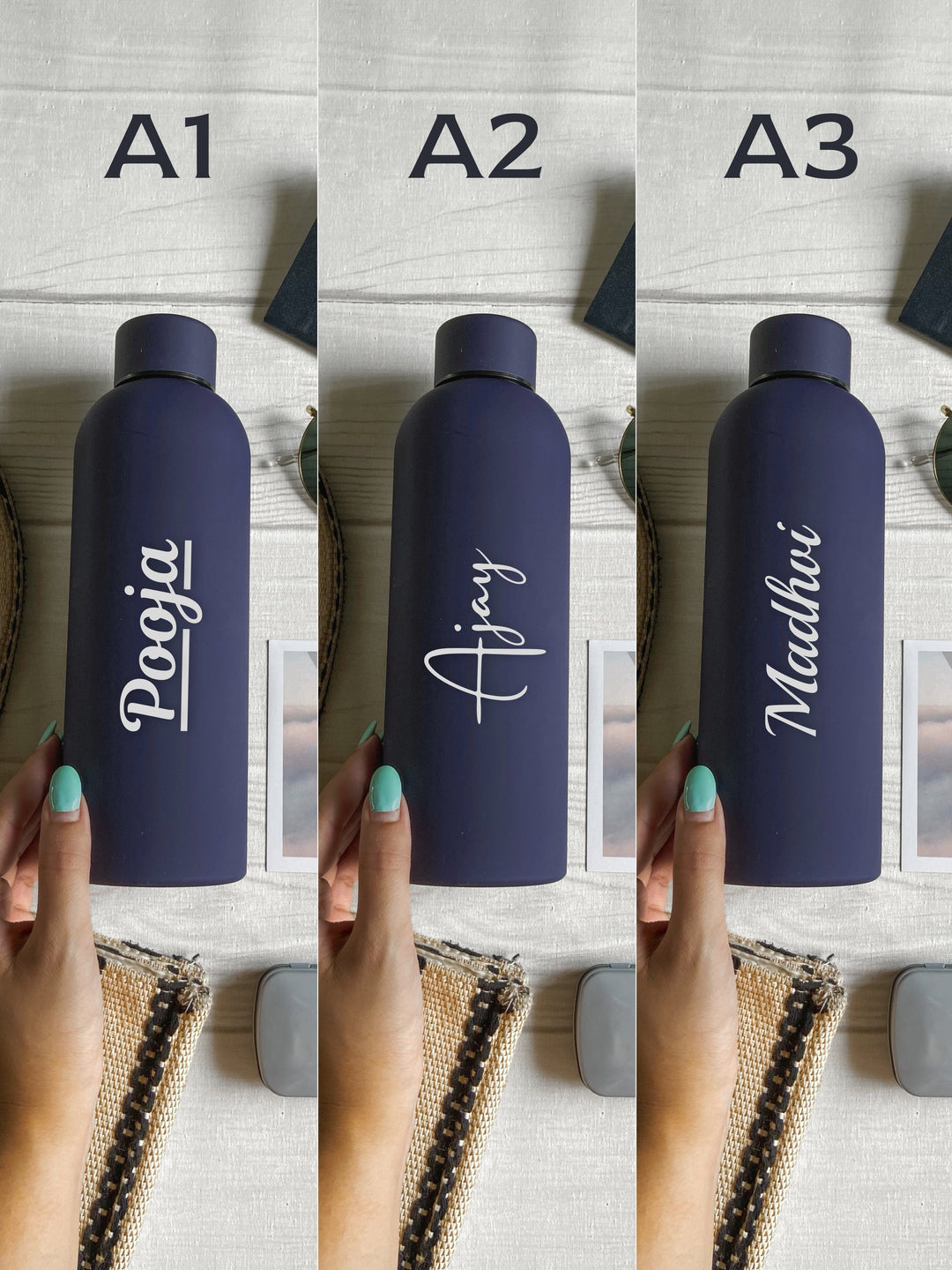 Personalized Blue Stainless Steel Water Bottle – Custom Engraved &amp; Eco-Friendly