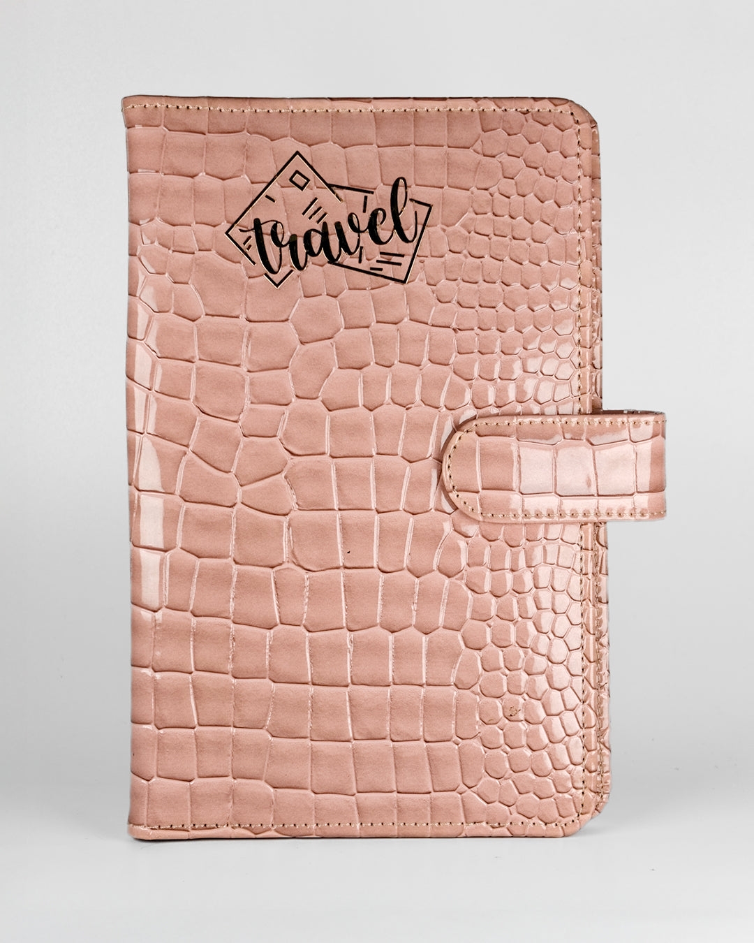 Peach Beige Croco Textured Travel Organizer