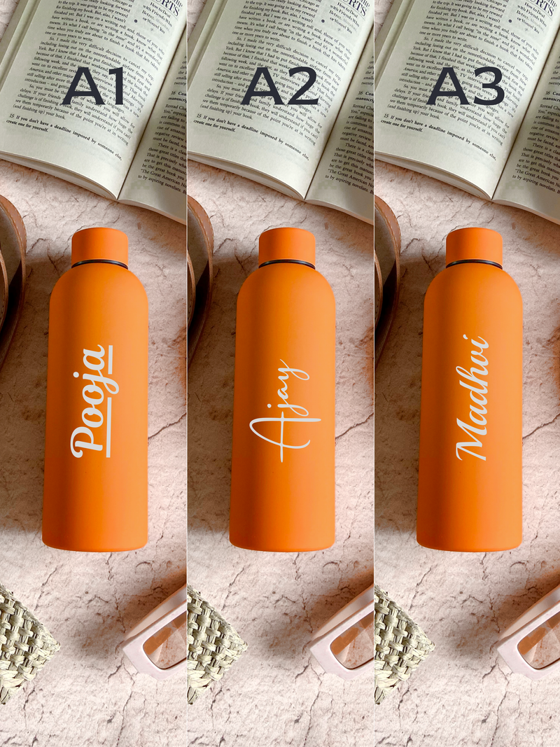 Personalized Orange Stainless Steel Water Bottle – Custom Engraved & Eco-Friendly