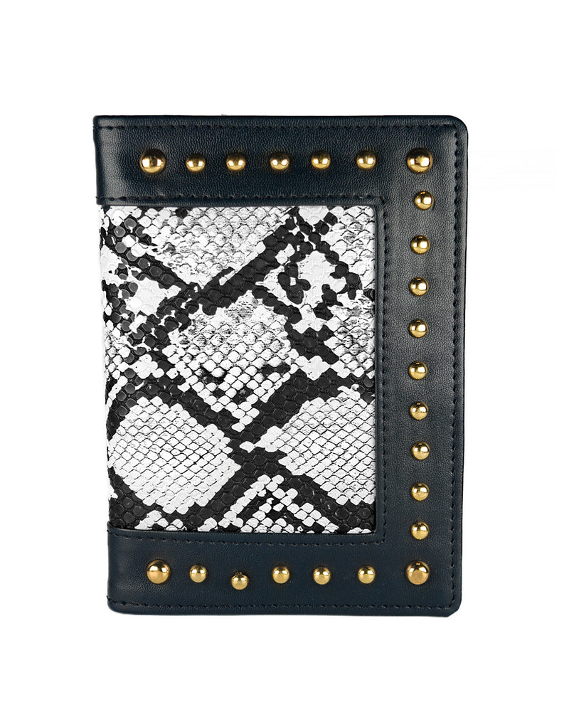 Animal Print Passport Cover – Black & White with Stud Work