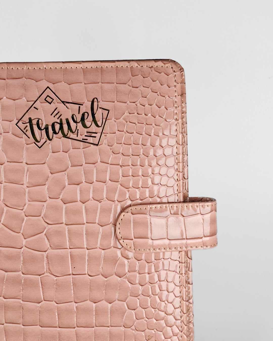 Peach Beige Croco Textured Travel Organizer