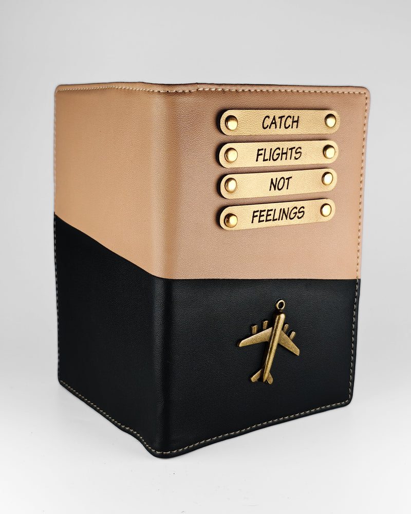 Dual Tone Black & Beige Passport Cover
