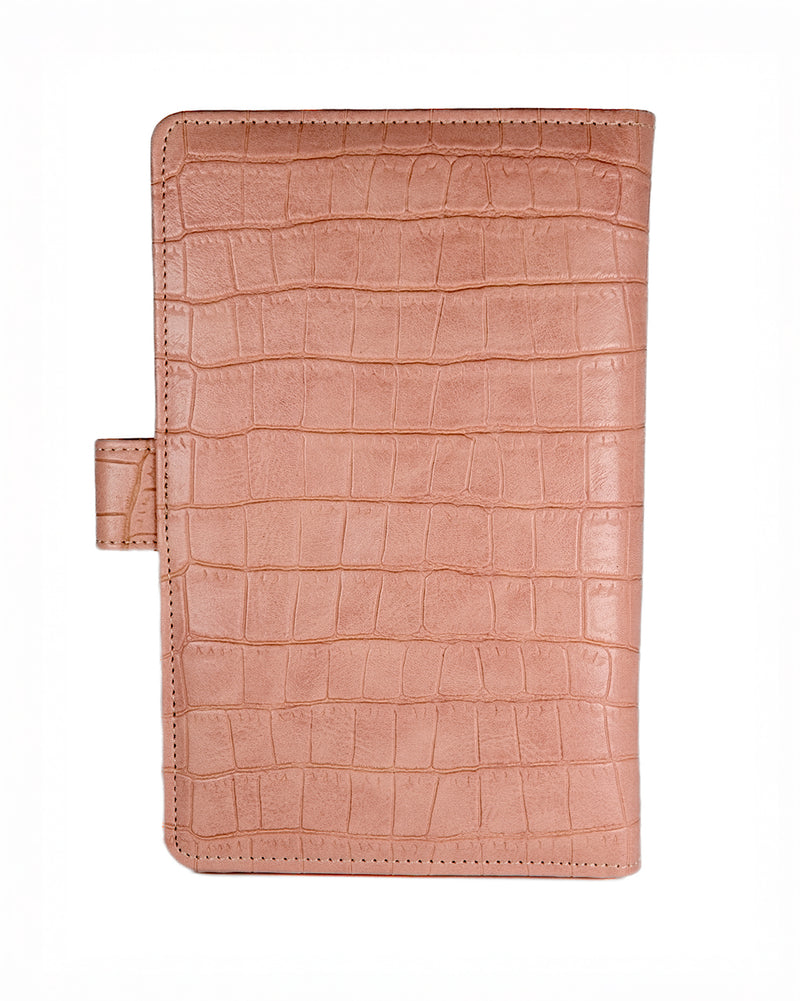 Coral Pink Croco Textured Travel Organizer