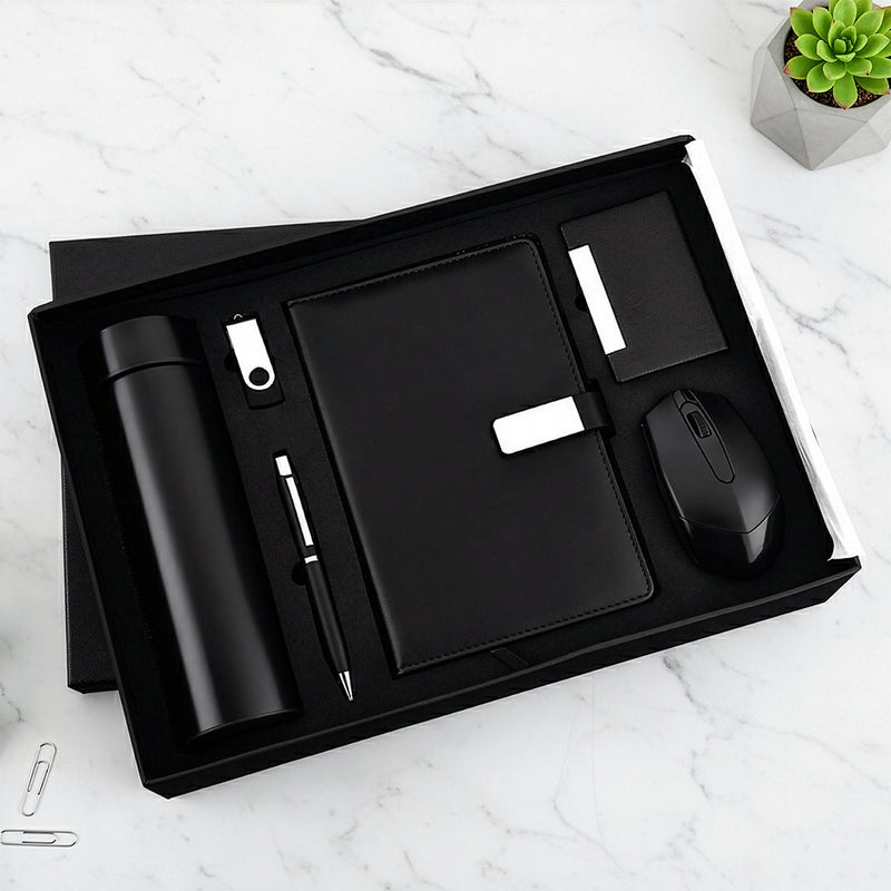 All-in-One Executive 5-Piece Gift Set: Diary, Tumbler, Mouse & Accessories