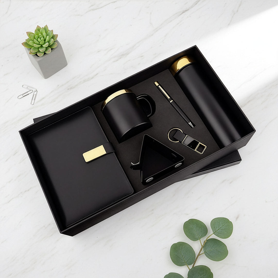 Grand Executive 6-Piece Desk Set: Diary, Flask, Mug &amp; Tech Accessories