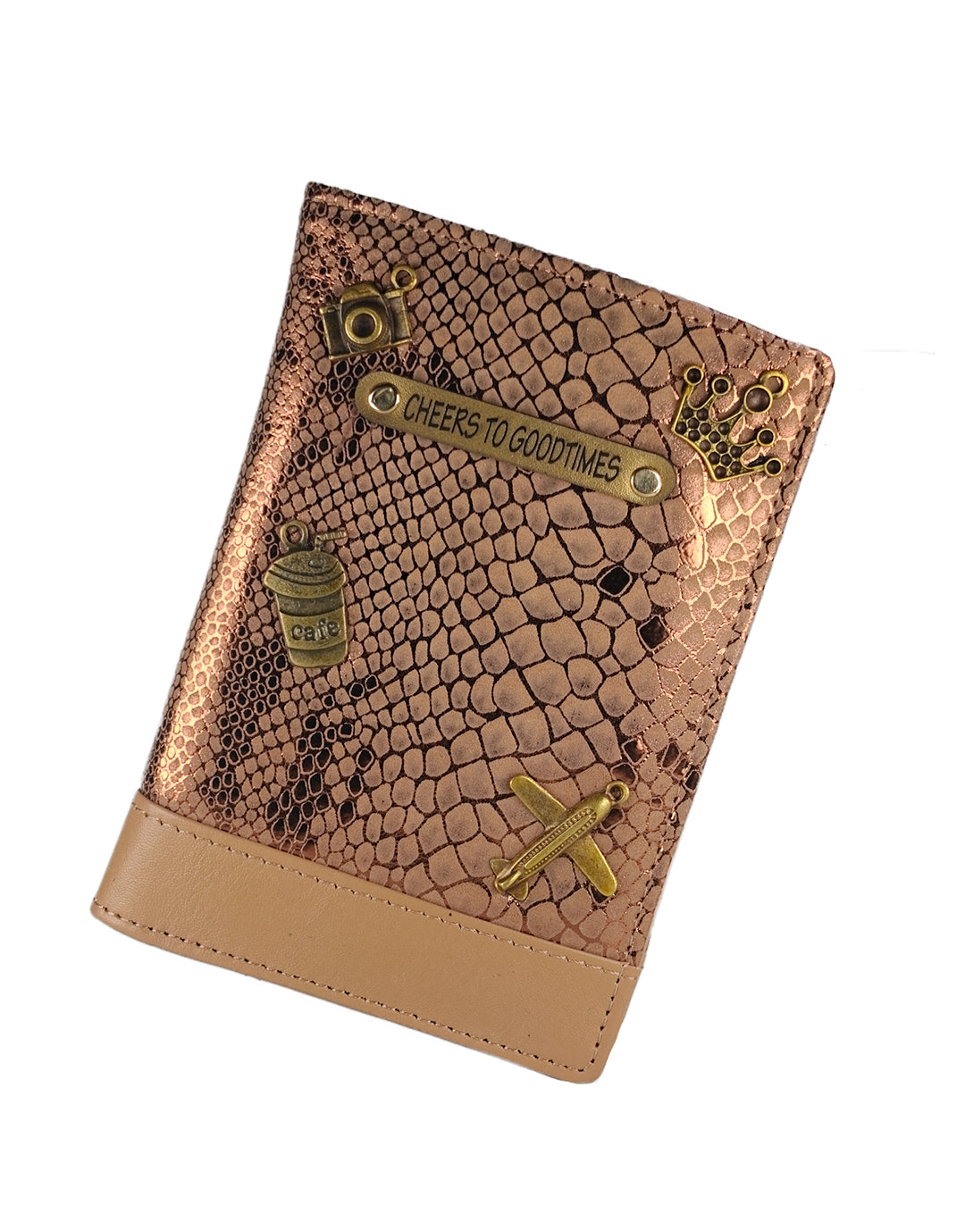 Bronze Copper Personalized Passport Cover - Cheers to Good Times Edition by TPC Gifts
