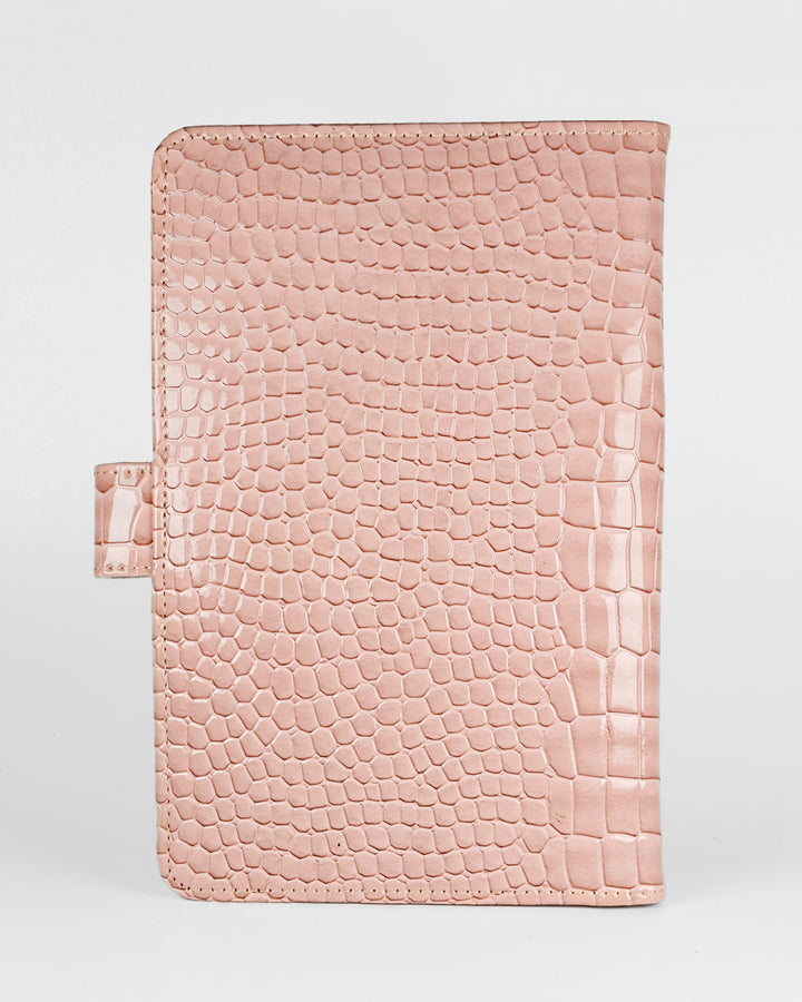 Peach Beige Croco Textured Travel Organizer