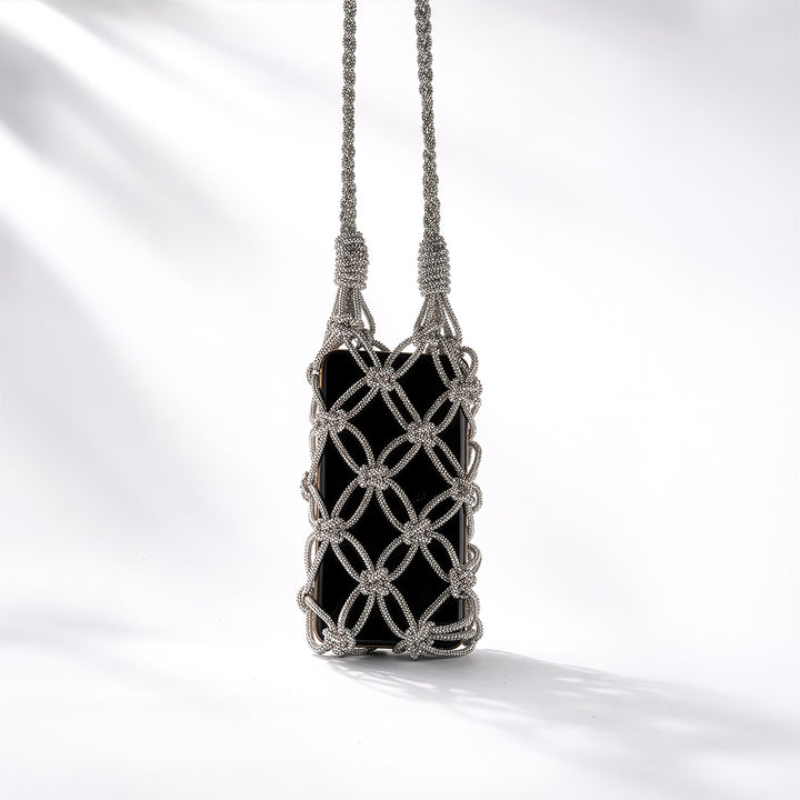 Handmade Rhinestone Macrame Phone Bag