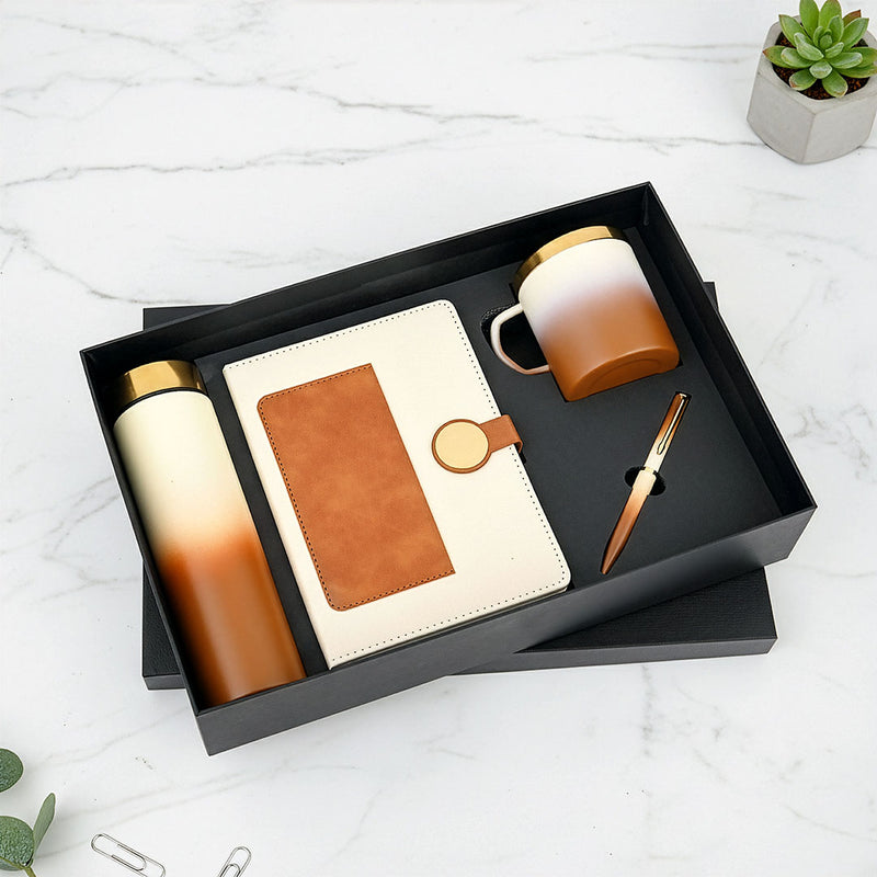 Ombre Series 4-Piece Gift Set: Gradient Tumbler, Mug, Notebook & Pen