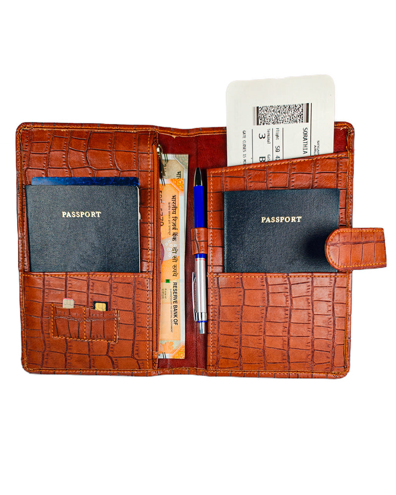 Brown Croco Travel Organizer