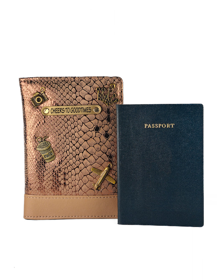Bronze Copper Personalized Passport Cover - Cheers to Good Times Edition by TPC Gifts