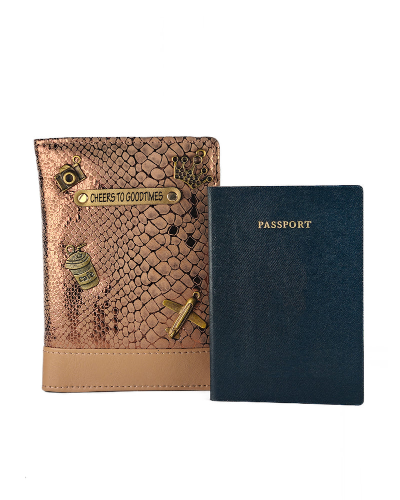 Bronze Copper Personalized Passport Cover - Cheers to Good Times Edition by TPC Gifts