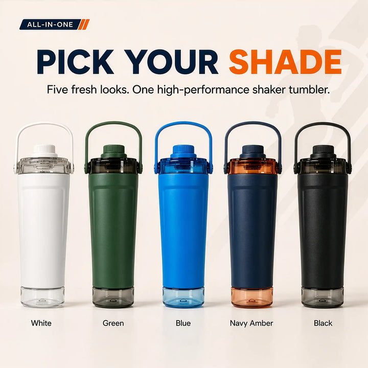 Surge – Personalised Insulated Shaker Bottle with Name | 590 ml Stainless Steel, Storage Pod &amp; Strainer