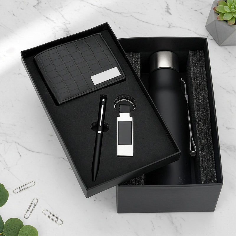 Executive Crocodile Texture Gift Set: 4-Piece Desk & Travel Kit