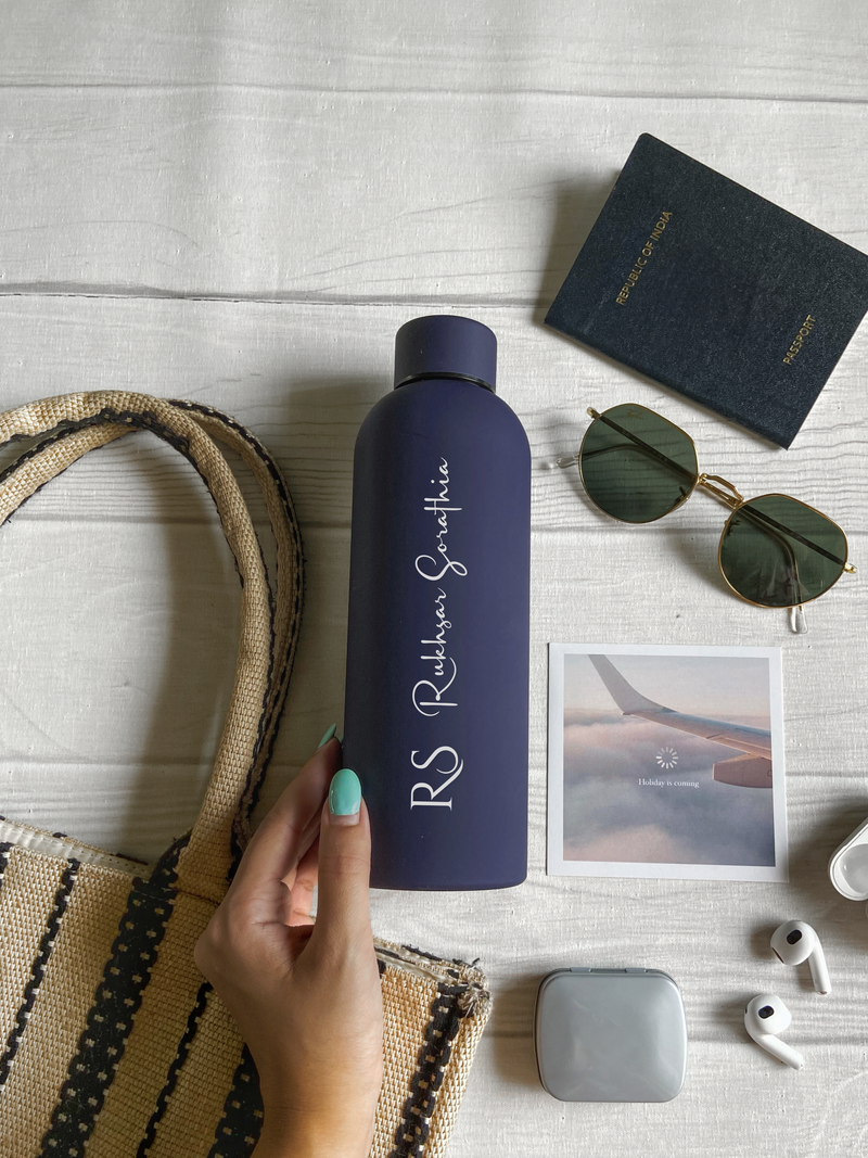 Personalized Blue Stainless Steel Water Bottle – Custom Engraved & Eco-Friendly