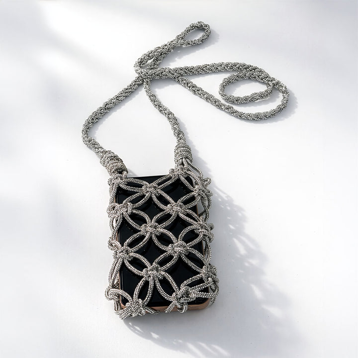 Handmade Rhinestone Macrame Phone Bag