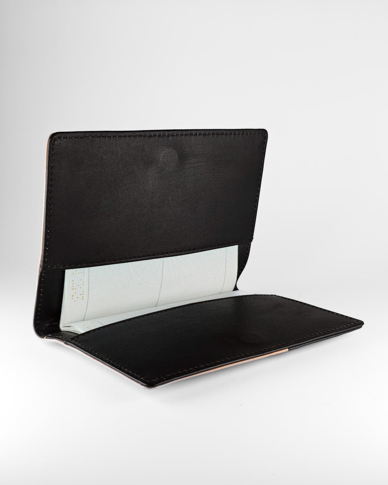 Dual Tone Black & Beige Passport Cover