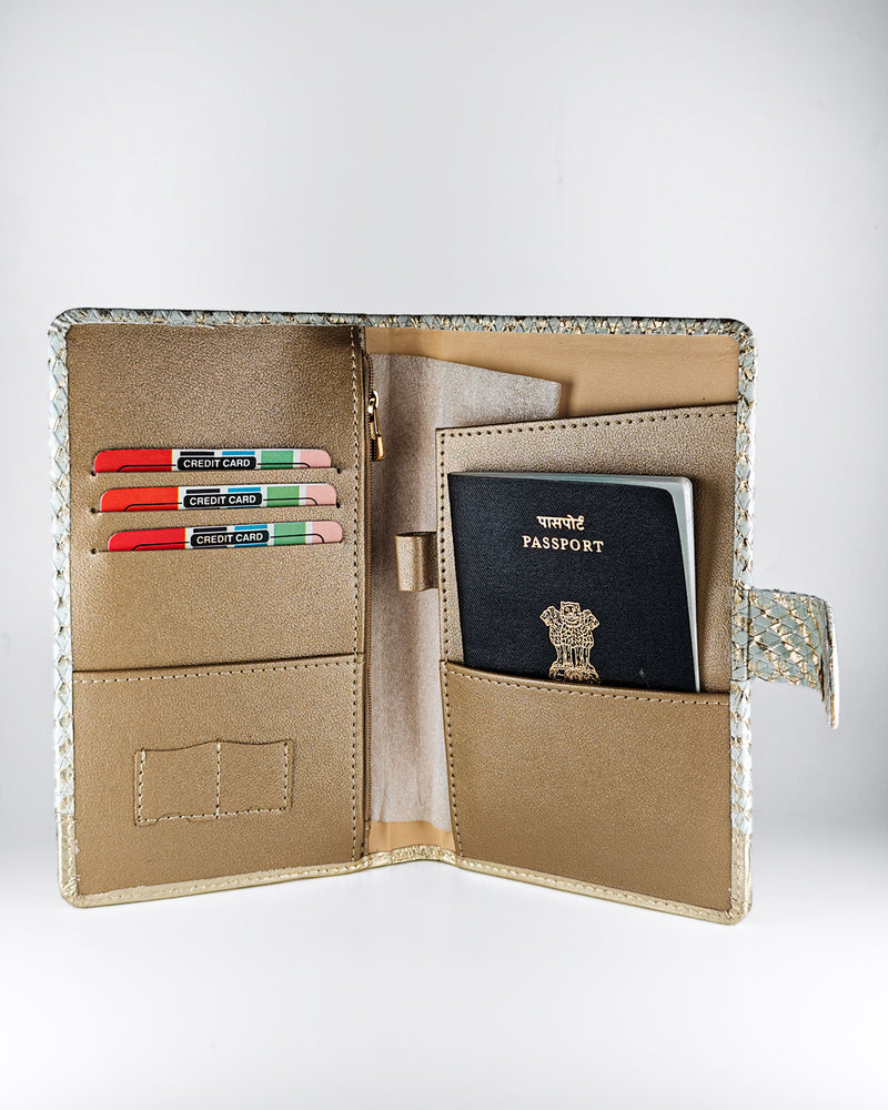 Personalized Travel Wallet - Golden Whisper Explorer (Gold & Ivory)