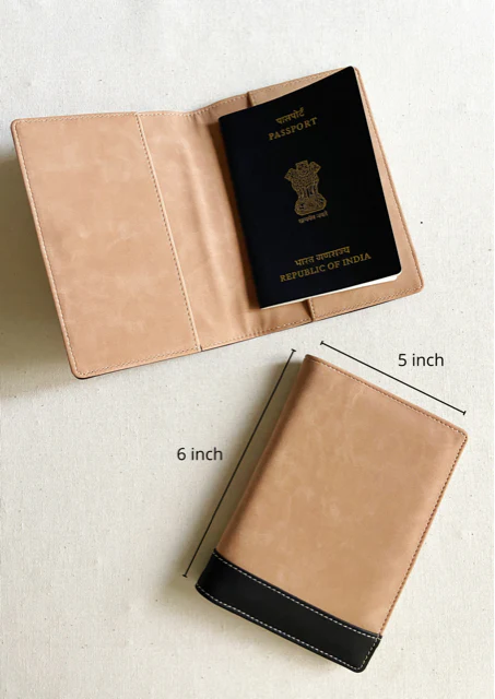 Inside view of Personalised Couple Passport Cover - Black & Rose Gold