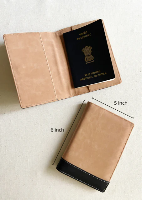 Inside view of Personalised Couple Passport Cover - Blue &amp; Black Dual Tone