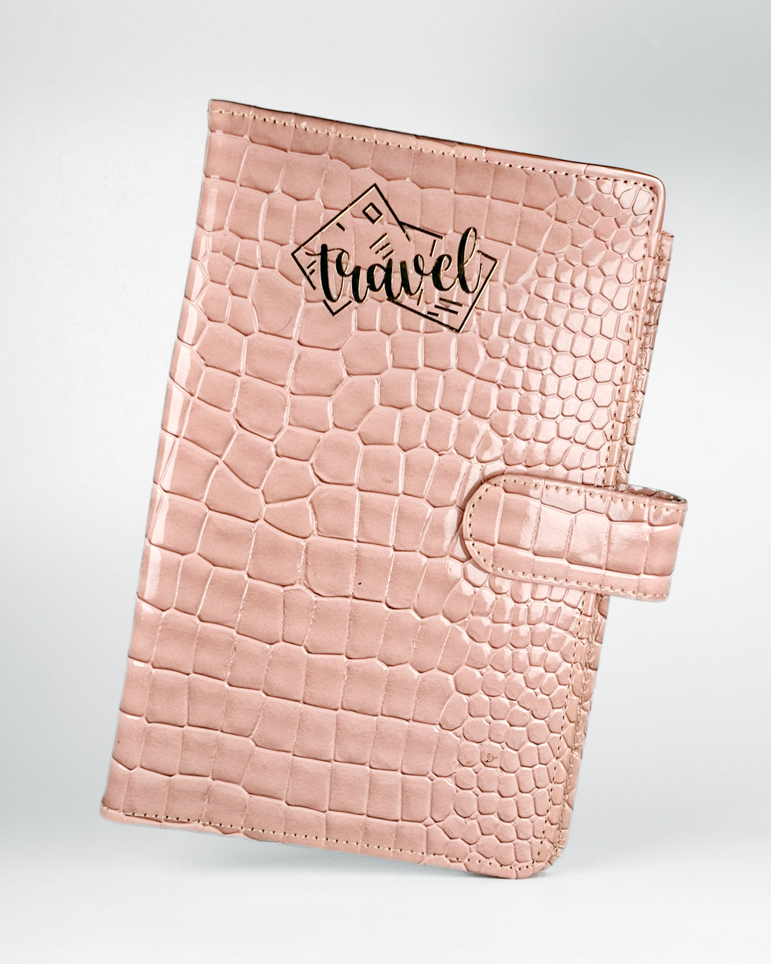 Peach Beige Croco Textured Travel Organizer