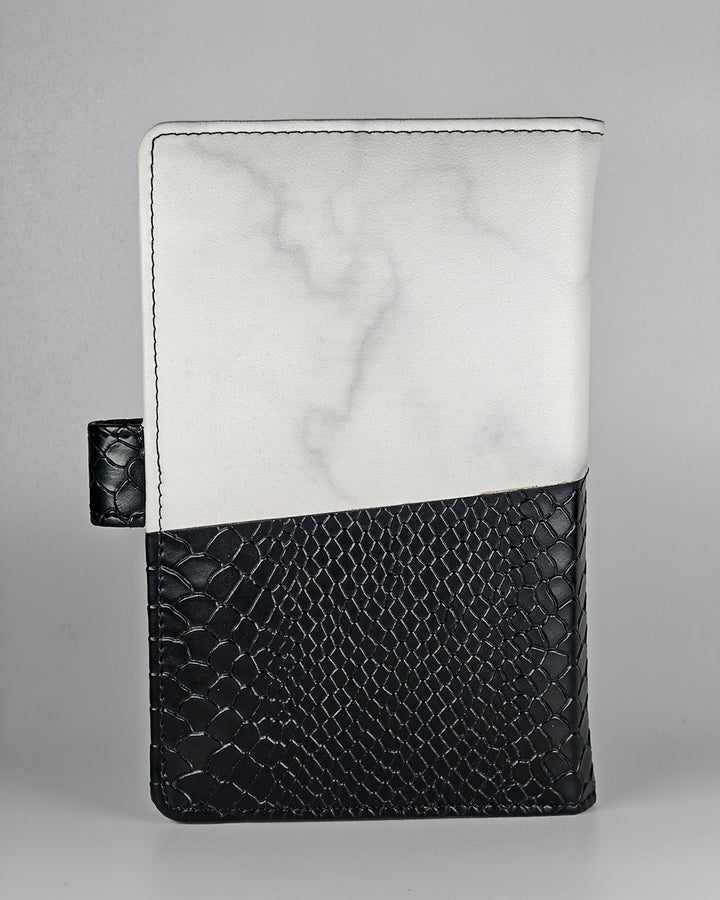 Stylish passport holder and travel organizer with dual-tone finish and gold detailing – the perfect custom passport cover for organized travel.