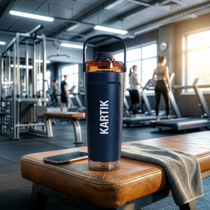 Surge – Personalised Insulated Shaker Bottle with Name | 590 ml Stainless Steel, Storage Pod &amp; Strainer