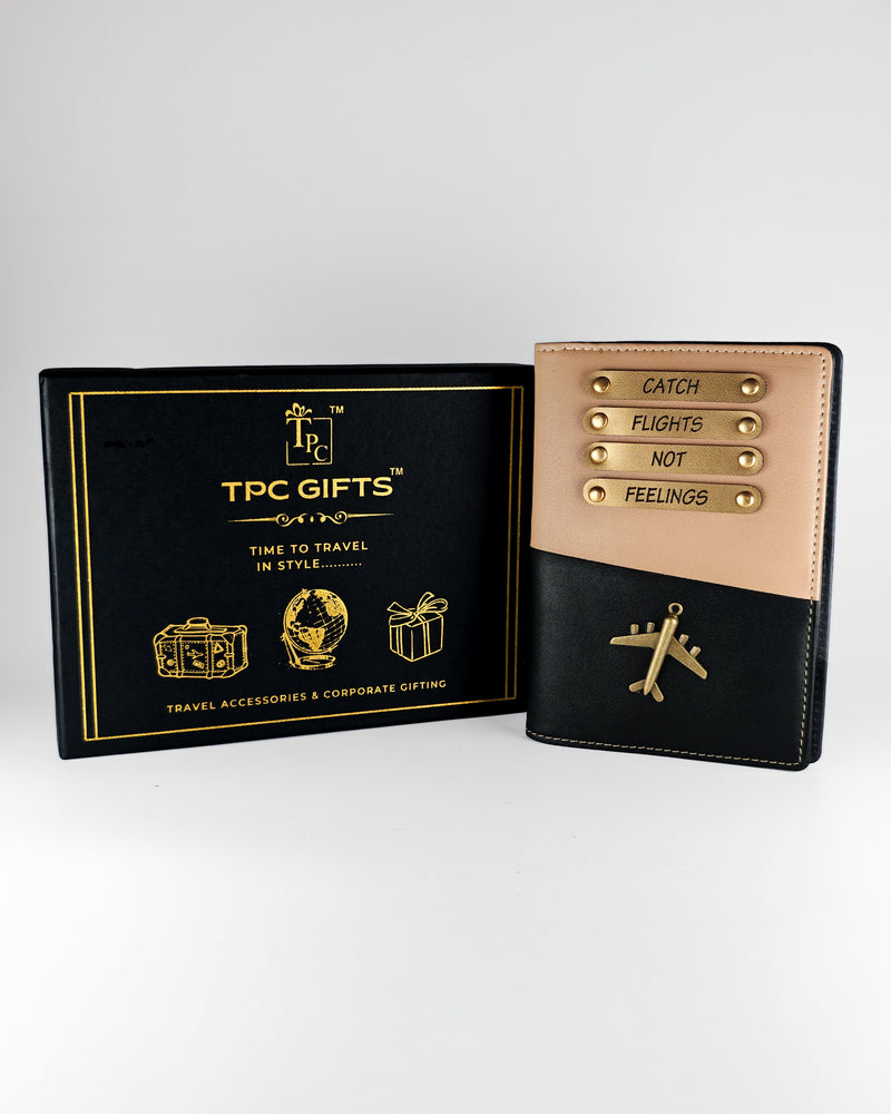 Dual Tone Black & Beige Passport Cover