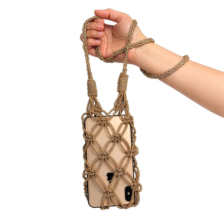 Handmade Rhinestone Macrame Phone Bag