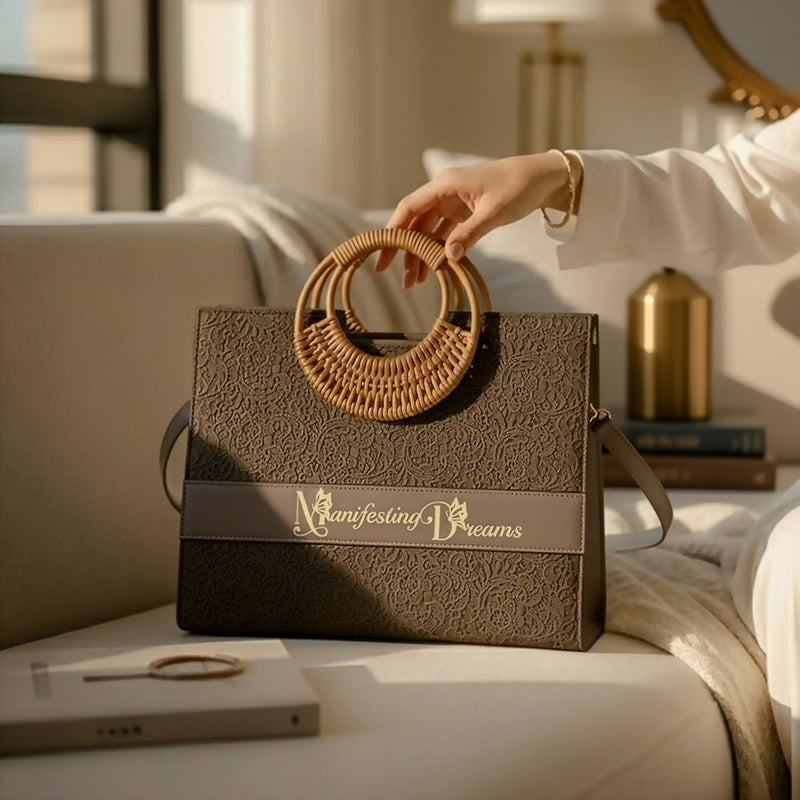 Personalised Tote Bags - Gilded Grace Dark Brown Beige Limited Edition