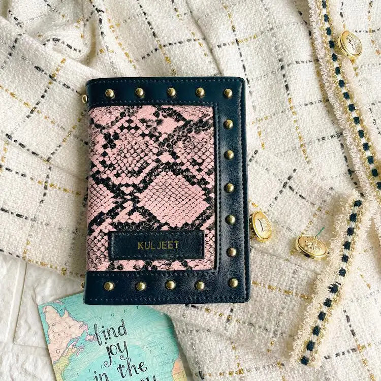 TPC Gifts |pink  Animal Print With Stud Work Passport Cover 