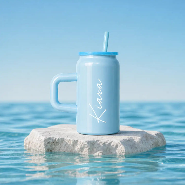 Boba Personalised Iced Coffee Tumbler with Handle &amp; Straw – 480ml