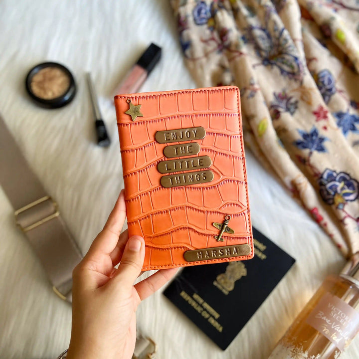 Customized Peach Croc Passport Cover