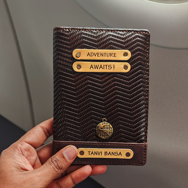 Personalized Passport Cover - Ziggy Genuine Leather Light Brown