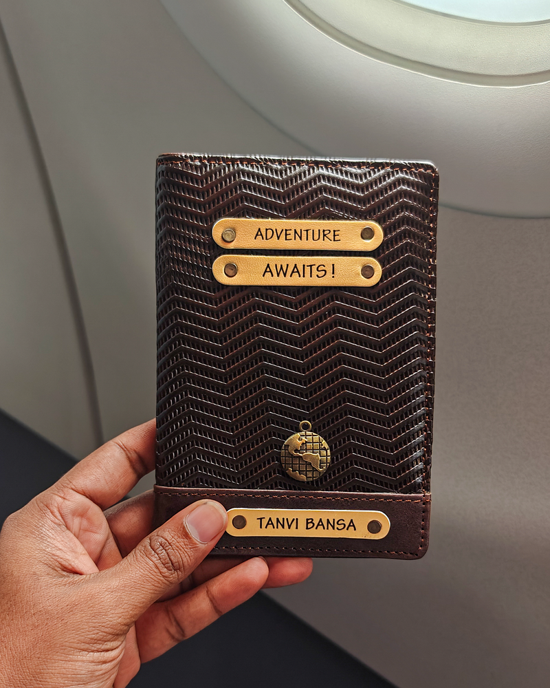 Personalized Passport Cover - Ziggy Genuine Leather Light Brown