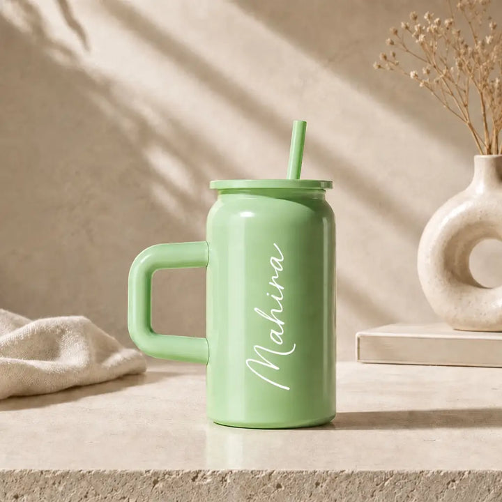 Boba Personalised Iced Coffee Tumbler with Handle &amp; Straw – 480ml