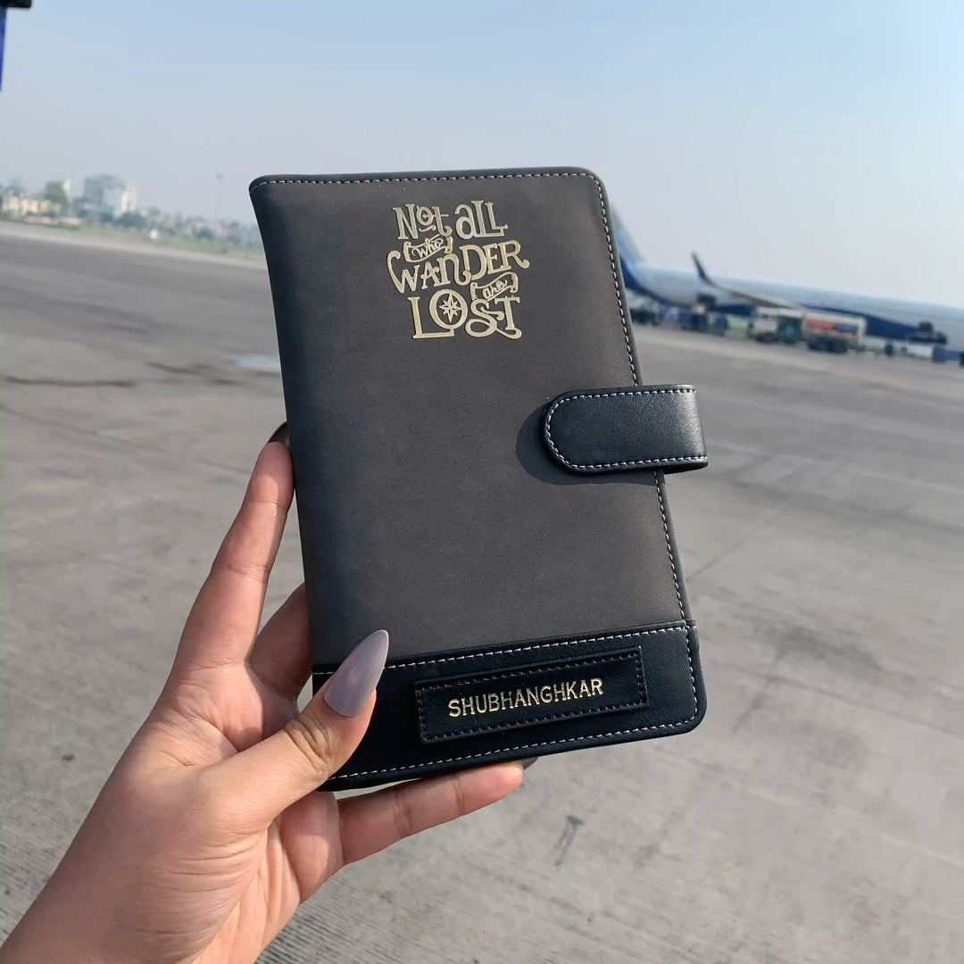 Grey black dual tone travel organiser wallet  - TPC Gifts