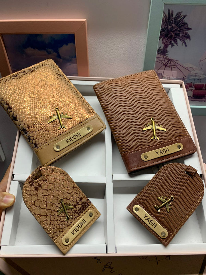 Couple Passport Cover &amp; Luggage Tag - Bronze Gold Edition