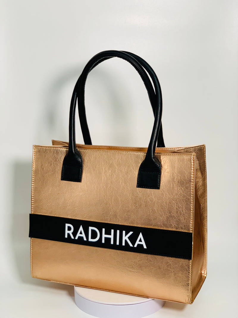 Personalized Tote Bag Black & Rose Gold